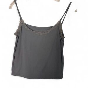 Elegant Blue Lace-Trimmed Tank Top